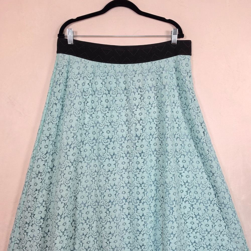 Lularoe Floral Maxi Skirt Women's 2XL Blue Lace Layered Cottagecore Coquette - Picture 10 of 14